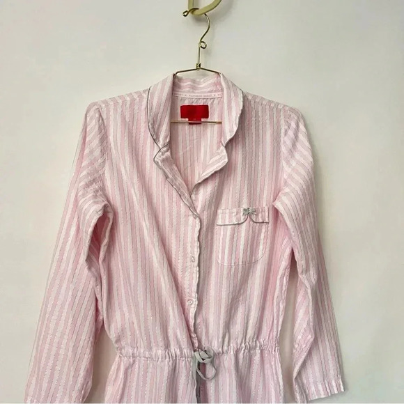 Victoria's Secret Shirt Dress Nightgown Pajama Size Small Pink White Silver - Picture 4 of 13